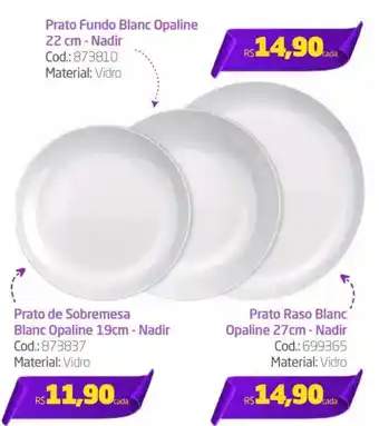 Preçolândia Prato de Sobremesa Blanc Opaline 19cm - Nadir oferta
