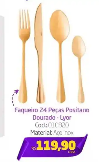 Preçolândia Faqueiro 24 Peças Positano Dourado - Lyor oferta