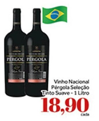 Shibata Supermercados Vinho Nacional Pergola Selecao Tinto Suave 1L oferta