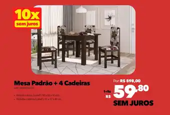Mesa Padrão + 4 Cadeiras