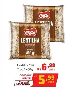 Macromix Atacado Lentilha CBS Tipo 2 oferta
