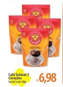 Atacadão Café Solúvel 3 Corações Sachê oferta