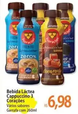 Atacadão Bebida Láctea Cappuccino 3 Corações Vários sabores Garrafa oferta
