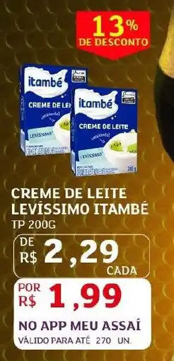 Assaí Atacadista Creme de leite levissimo itambé oferta