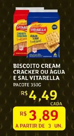 Assaí Atacadista Biscoito cream cracker ou água e sal vitarella pacote oferta
