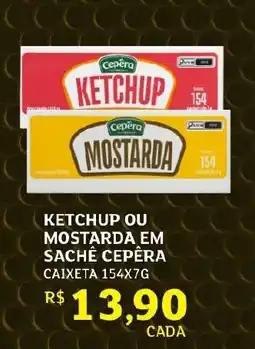 Assaí Atacadista Ketchup ou mostarda em sachê cepêra caixeta oferta