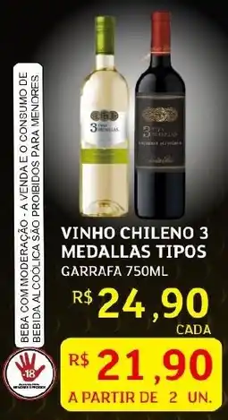 Assaí Atacadista Vinho chileno 3 medallas tipos garrafa oferta
