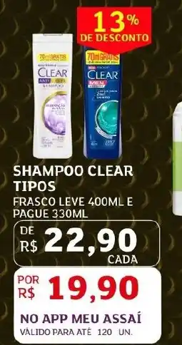 Assaí Atacadista Shampoo clear tipos oferta