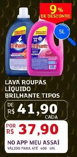 Assaí Atacadista Lava roupas líquido brilhante tipos oferta