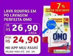 Assaí Atacadista Lava roupas em pó lavagem perfeita omo oferta