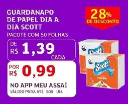 Assaí Atacadista Guardanapo de papel dia a dia scott pacote com 50 folhas oferta