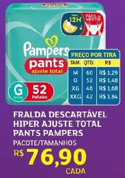 Assaí Atacadista Fralda descartável hiper ajuste total pants pampers oferta