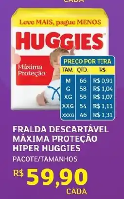 Assaí Atacadista Fralda descartável máxima proteção hiper huggies oferta