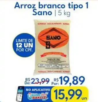 Supermercados Baklizi Arroz branco tipo 1 Sano oferta