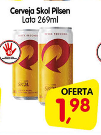 Cercadão Cerveja Skol Pilsen lata 269ml oferta