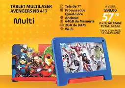 Lojas Cem Tablet multilaser avengers nb 417 oferta