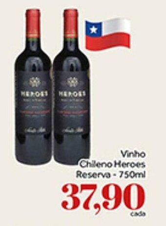 Shibata Supermercados Vinho Chileno Heroes Reserva 750ml oferta