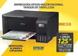 Lojas Cem Impressora epson multifuncional tanque de tinta L3250 oferta
