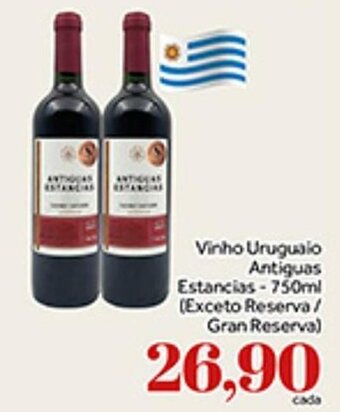 Shibata Supermercados Vinho Uruguaio Antiguas Estancias 750ml oferta
