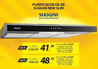 Lojas Cem Purificador de ar suggar new slim 60cm oferta