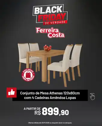 Conjunto de Mesa Athenas 120x80cm com 4 Cadeiras Amêndoa Lopas
