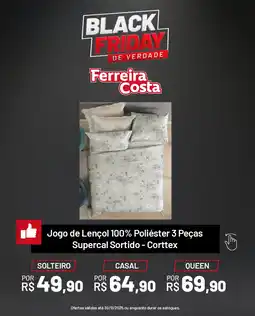 Ferreira Costa Jogo de Lençol 100% Poliéster 3 Peças Supercal Sortido - Corttex SOLTEIRO oferta