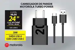 Lojas Cem Carregador de parede motorola turbo power oferta