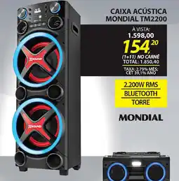 Lojas Cem Caixa acústica mondial tm2200 oferta