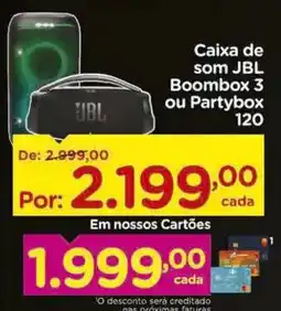 Carrefour Caixa de som JBL Boombox 3 ou Partybox 120 oferta
