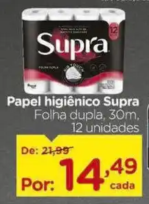 Carrefour Papel higiênico Supra Folha dupla, 30m, oferta