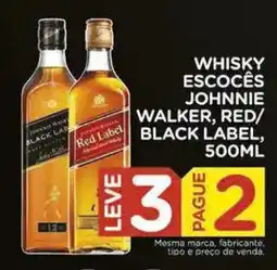 Carrefour Whisky escocês johnnie walker, red/ black label, oferta