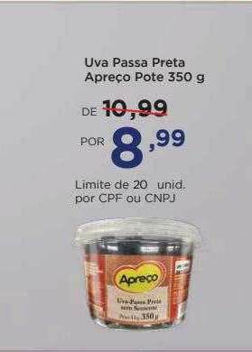 Apoio Mineiro Uva Passa Preta Apreço oferta