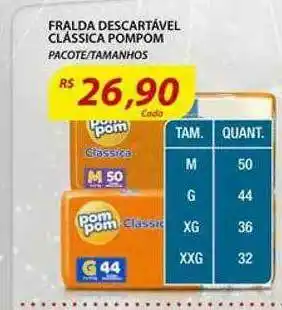 Assaí Atacadista Fralda Descartável Clássica Pompom oferta