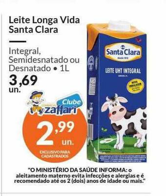 Zaffari Leite Longa Vida Santa Clara oferta