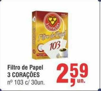 Higa Atacado Filtro De Papel 3 Corações oferta