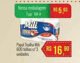 Mart Minas Papel Toalha Mili 600 Folhas C 3 oferta