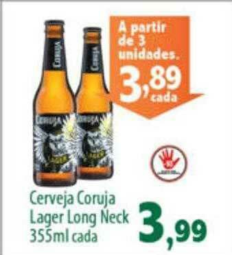 Econômico Atacadão Cerveja Coruja Lager Long Neck oferta