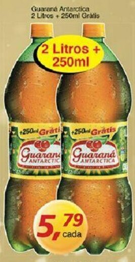 Supermercados Guanabara Guarana Antarctica 2L + 250ml Gratis oferta