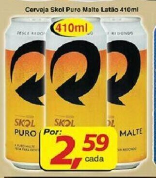 Supermercados Guanabara Cerveja Skol Puro Malte latao 410ml oferta