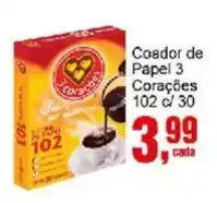 Negreiros Coador de Papel 3 Corações 102 c/ 30 oferta