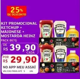 Assaí Atacadista Kit promocional ketchup + maionese+ mostarda heinz oferta