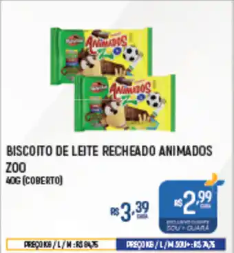 Supermercado Guará Biscoito de leite recheado animados zoo oferta