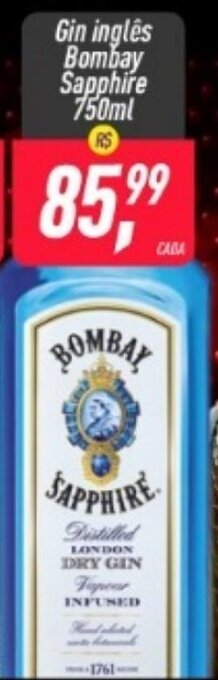 Frangolândia Gin Ingles Bombay Sapphire 750ml oferta