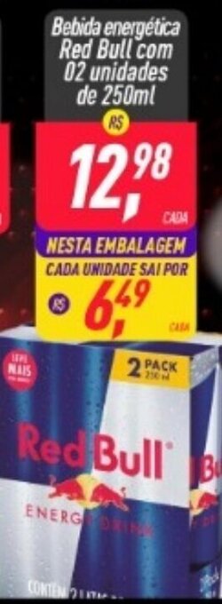 Frangolândia Bebida Energetica Red Bull com 02 unidades de 250ml oferta