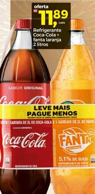 Frangolândia Refrigerante Coca-Cola + fanta laranja 2L oferta