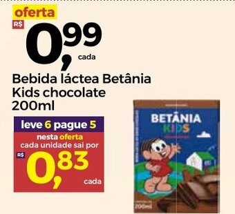 Frangolândia Bebida Lactea Betania Kids Chocolate 200ml oferta