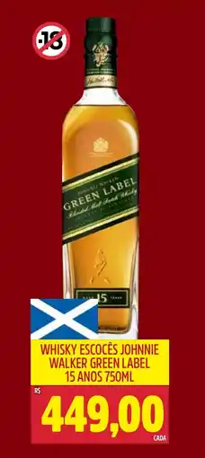Frangolândia Whisky escocês johnnie walker green label 15 anos oferta
