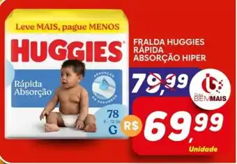 Supermercado Bem Barato Fralda huggies rápida absorção hiper oferta