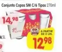 Cercadão Conjunto Copos SM C/6 tipos 270ml oferta