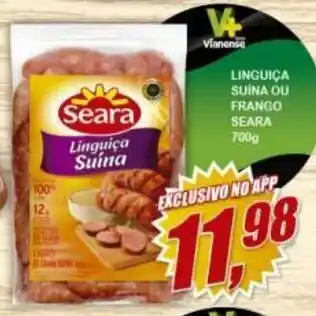 Vianense Supermercados Linguica Suina ou Frango Seara 700g oferta